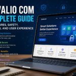 Modern digital workspace showing Zavalio com on a laptop with secure online service icons and technology graphics.